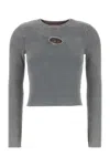 Diesel Woman Sweater Grey Size M Cotton In Grey
