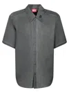 Diesel Marbled Grey Twill Shirt With Classic Collar And Short Sleeves In Grey
