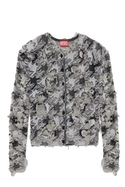 Diesel Short Cardigan M-sibylla In Gray