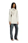 Diesel Short Coat With Shredded Scarf Fringing In Grey