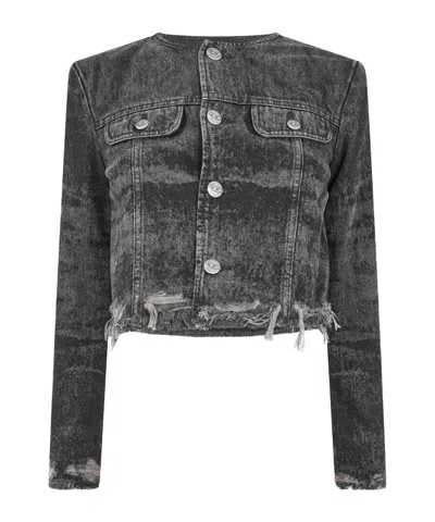 Diesel Short Denim Jacket In Black