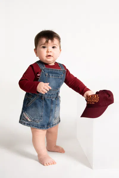 Diesel Kids' Short Denim Overalls In Blue