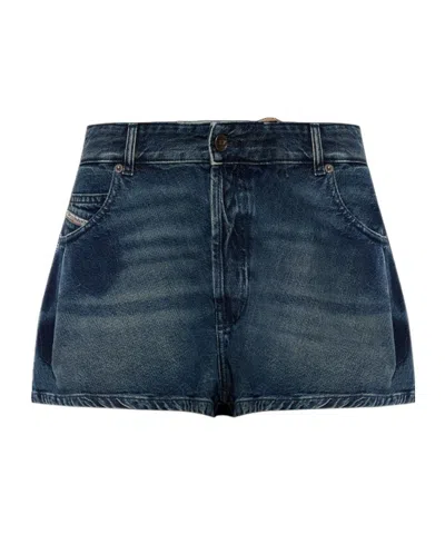 Diesel Short Denim Skirt With Belt Loops In Blue
