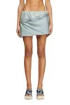 Diesel Asymmetric Faded Low Waist Zip Skirt In Blue