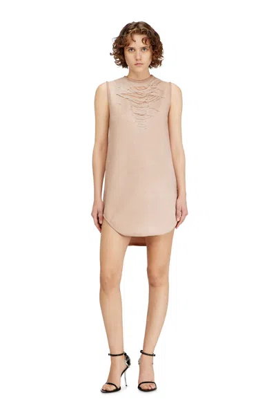 Diesel Short Dress In Devoré Sweatshirt Fabric In Pink