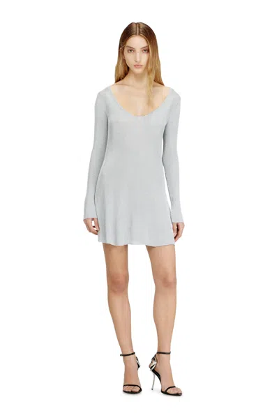 Diesel Short Dress In Metallic Ribbed Knit In Gray