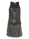 Diesel Short Dress With Metallic Effect In Gray