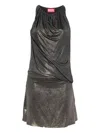 Diesel Draped Corset Halter Neck Mini Dress In Gray