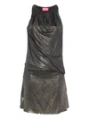 Diesel Draped Corset Halter Neck Mini Dress In Gray