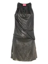 Diesel Draped Corset Halter Neck Mini Dress In Gray