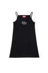 Diesel Logo-detail Square-neck Casual Dress In Black