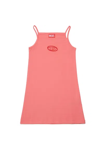 Diesel Kids' Short Dress With Oval D Logo In Pink