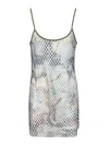 Diesel Mini Mesh Beach Dress With Open Back In Multi