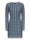 Diesel Women Light Blue Houndstooth Denim M-halma Minidress In Blue