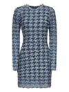 Diesel Women Light Blue Houndstooth Denim M-halma Minidress In Blue
