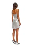 Diesel Short Metallic Dress With Cowl Neck In Grey