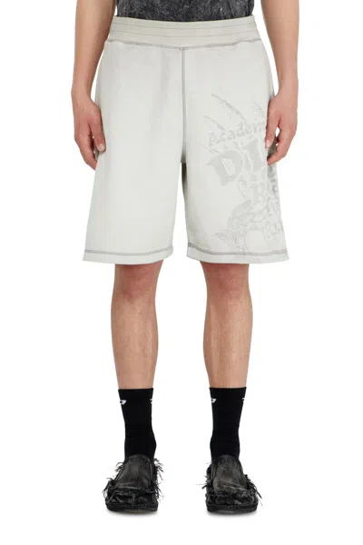 Diesel Sweatshorts With Dévoré Motifs In Gray