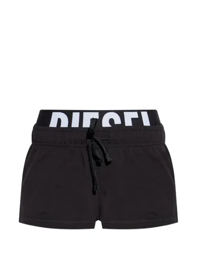 Diesel Short Pants In Cotton Terry With  Logo In Black