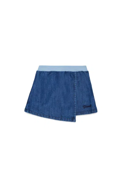 Diesel Kids' Short Skirt With Logo In Blue