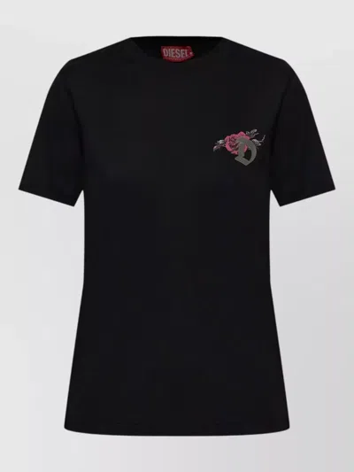 Diesel Short Sleeve Crew Neck Graphic Logo T-shirt In Black