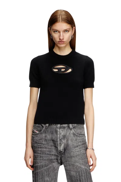 Diesel Short-sleeve Jumper In Cashmere Blend In Black