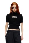 Diesel Short-sleeve Jumper With Cut-out Logo In Black