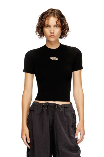 DIESEL SHORT-SLEEVE JUMPER WITH METAL OVAL D