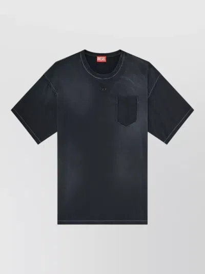 Diesel Short Sleeve Shirt Chest Pocket Crew Neck In Multi