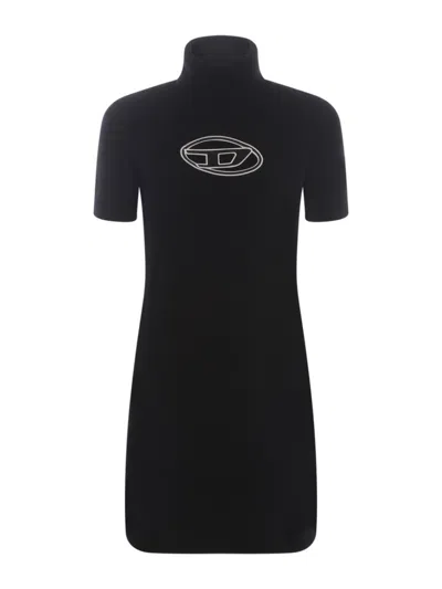 DIESEL DIESEL SHORT SLEEVE SWEATER DRESS WITH HIGH NECK