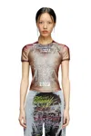 Diesel Short-sleeve Top With Lyrics Print In Brown