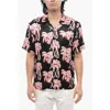 Diesel Short Sleeved Bmowt-adrian Shirt With Palms Pattern In Black