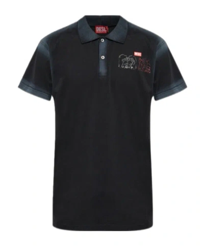 Diesel Short-sleeved Polo Shirt In Black