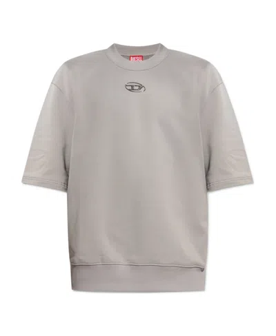 Diesel Short-sleeved Round-neck Sweater In Gray