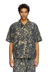 Diesel Short Sleeved Shirt With Camo Print In Multicolor