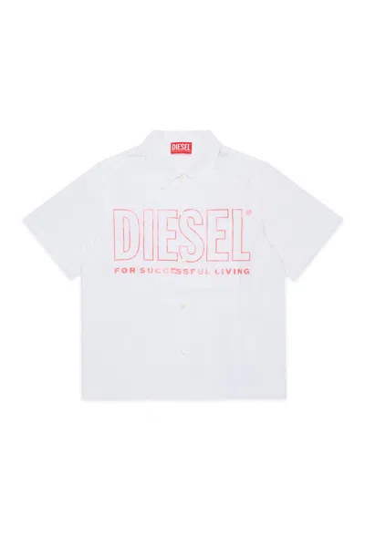 Diesel Kids' Short-sleeved Shirt With Logo In Green