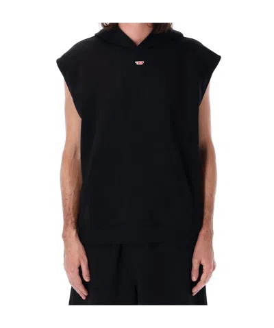 DIESEL DIESEL S-BOXT-SL-D LOGO PATCH SLEEVELESS HOODIE