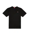 Diesel T-just-microdiv Logo-embroidered Cotton T-shirt In Black