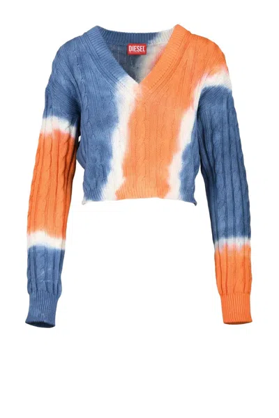 Diesel Woman Sweater Orange Size L Cotton In Blue