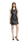 Diesel Short Zipped Leather Dress In Black