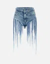 Diesel Blue Five-pocket Shorts With Fringes On The Edges In Blue