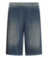 Diesel Blue Bermuda Pants With Oval D Logo Embroidery On The Front And Distressed Effect In Blue