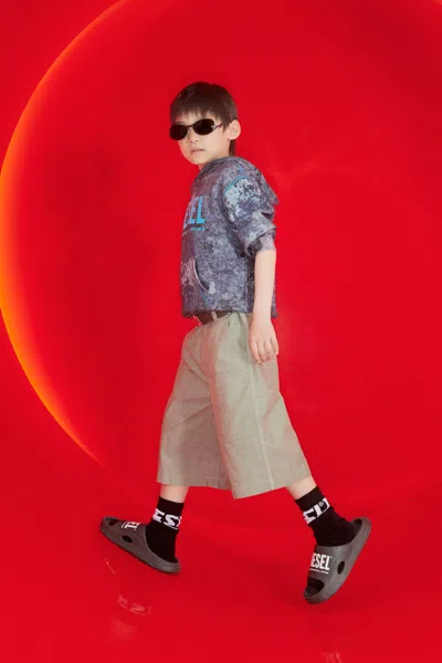 Diesel Kids' Cargo Shorts With Logo In Multi