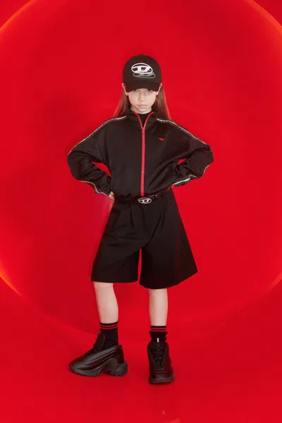 Diesel Kids' Formal Shorts With Logo And Pleats In Black