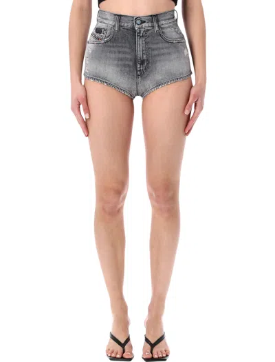 Diesel High-rise Distressed Mini Shorts For Women In Gray
