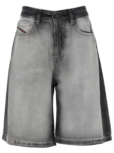 Diesel Shorts In Denim "skeleton" In Gray