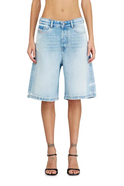 Diesel Shorts In Destroyed Denim In Blue