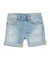 Diesel Shorts In Distressed Denim In Light Blue