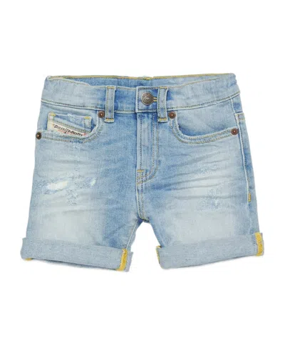 Diesel Kids' Shorts In Distressed Denim In Light Blue