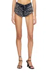 Diesel Shorts In Houndstooth Tie-dye Denim In Blue