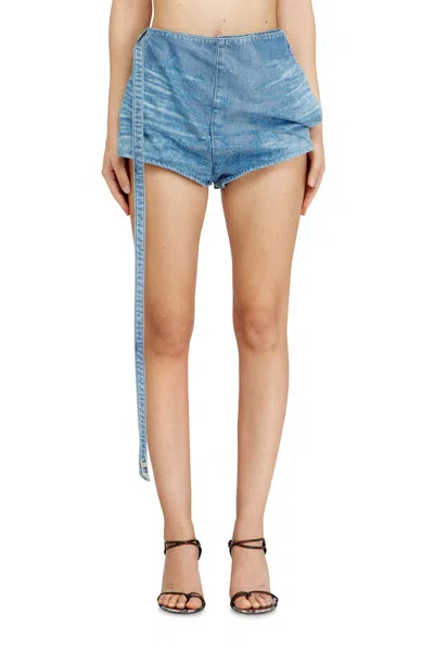 Diesel Shorts In Satin Denim In Blue